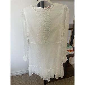 White dress with sheer long sleeves never worn